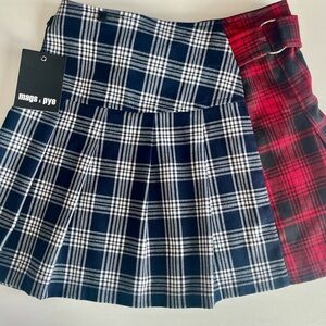 NWT Mags & Pye Plaid Kilt-Style Miniskirt